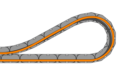 La cadena portacables guía la manguera hidráulica