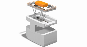 Vehículo de conducción autónoma con cojinetes de fricción iglidur® en mesas de elevación por tijera
